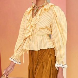 Ulla Johnson Kalila Ruffle Blouse in Wheat size 2
